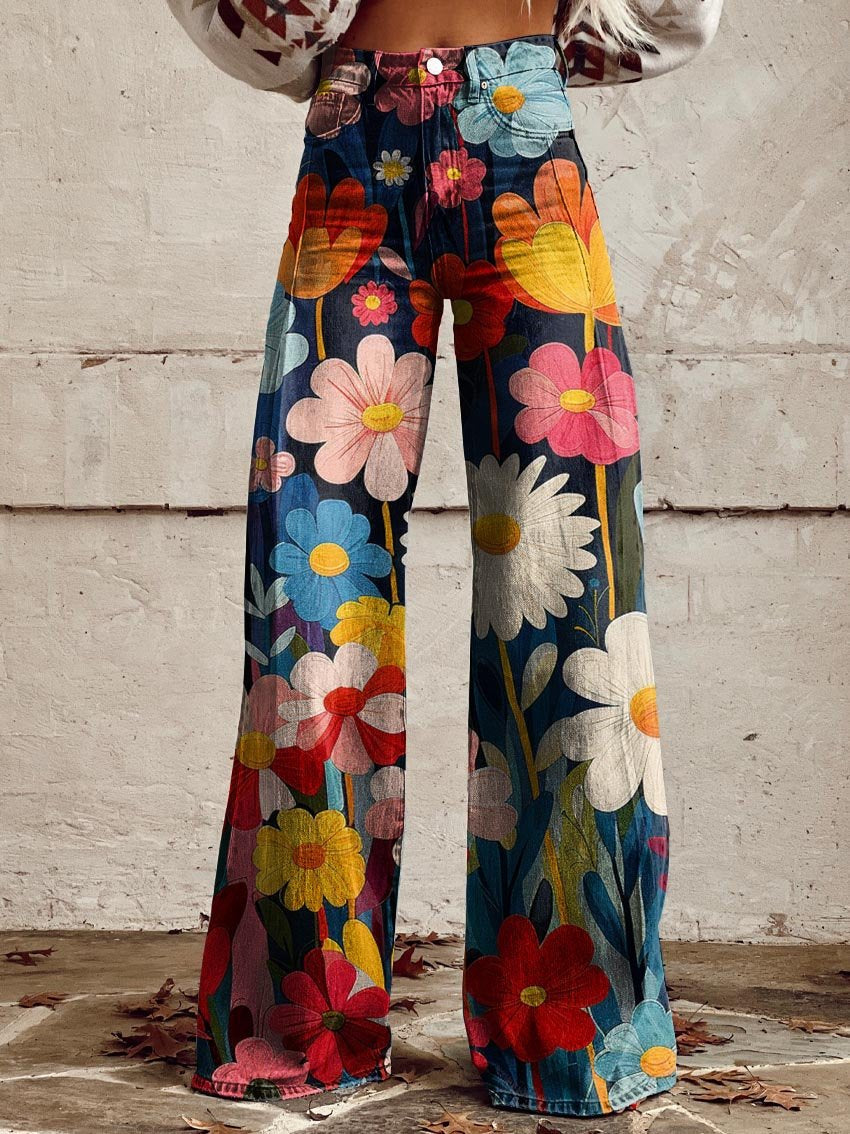 Léna - Pantaloni a Fiori Allegri